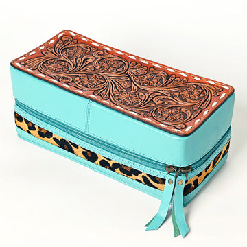 American Darling Jewelry Case Hand Tooled Hair-On Genuine Leather Western Women Bag |